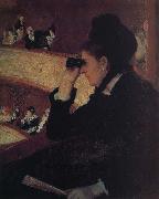 Mary Cassatt the girl wear  black dress at the theater oil